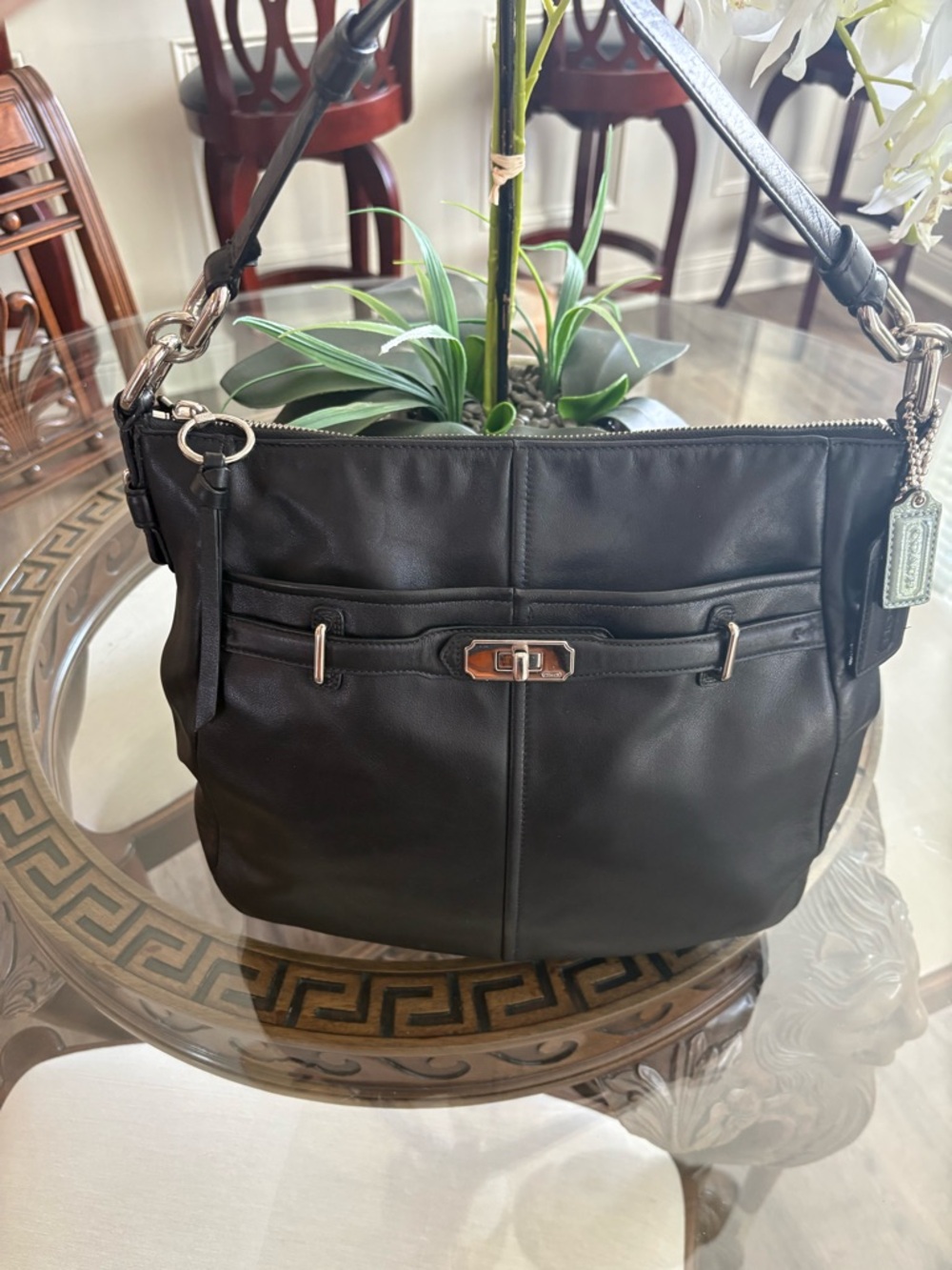 🖤🖤COACH CHELSEA ASHLYNN BLACK GLOVE LEATHER SHOULDER/HOBO BAG!🖤🖤